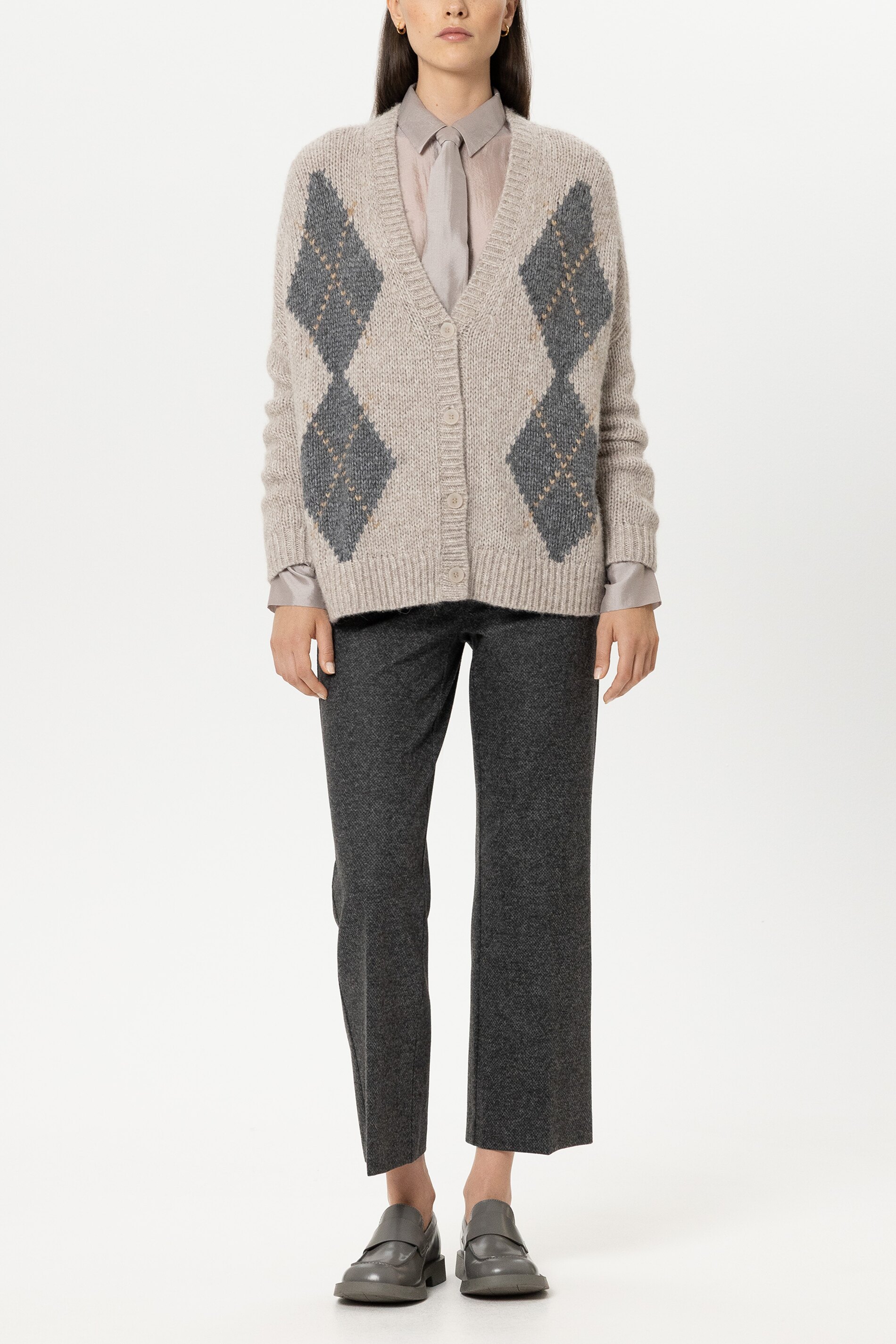 Alpaka-Mix-Cardigan mit Muster