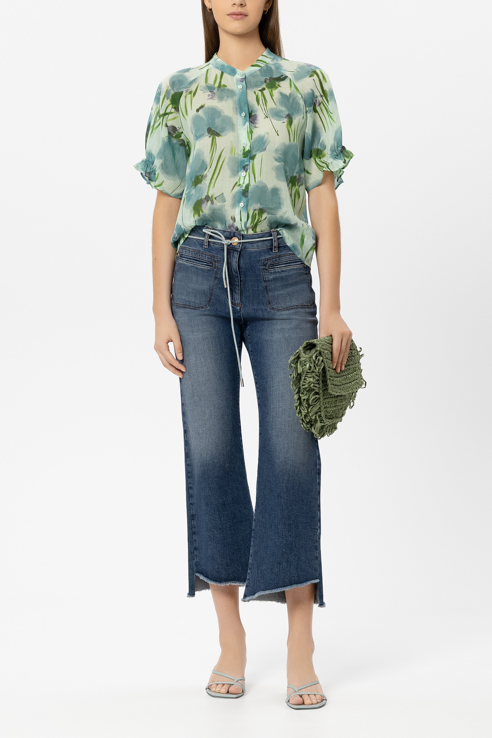 Ramie Bluse mit Flower Print