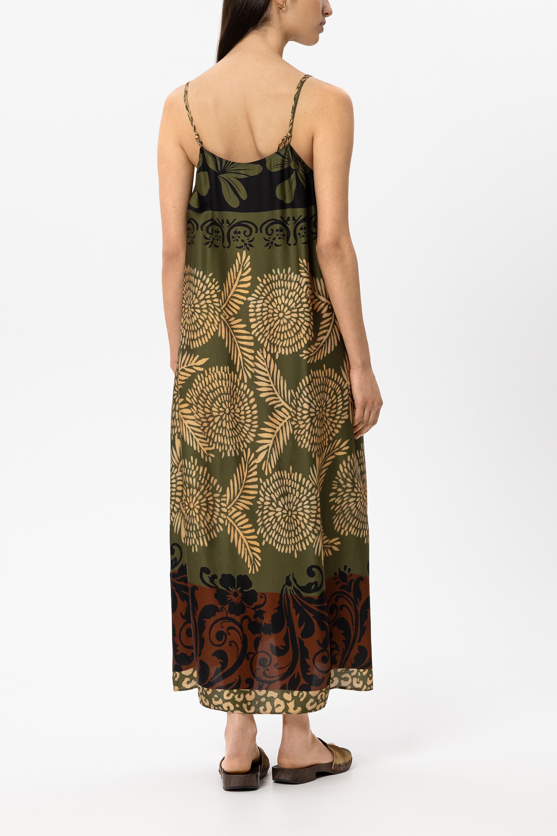 Trägerkleid mit Leaf-Print