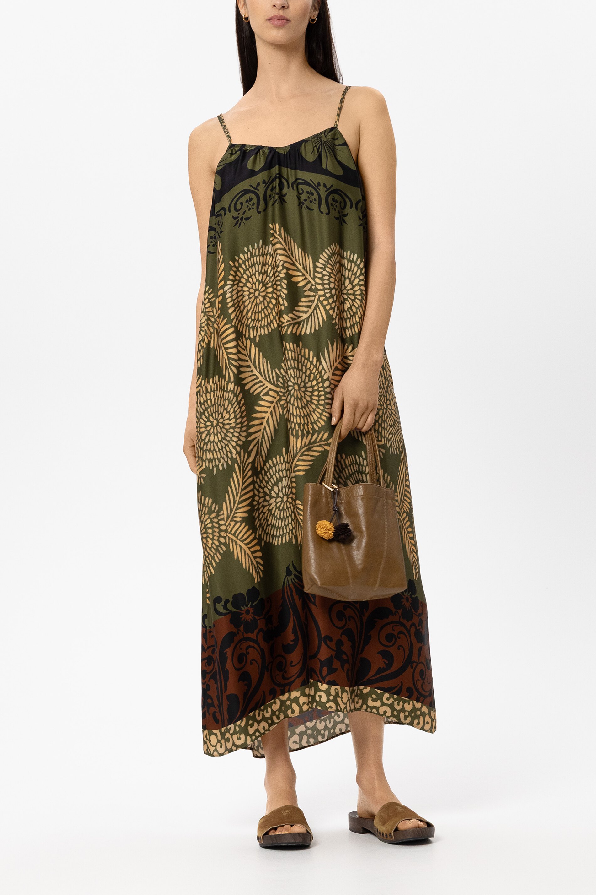 Trägerkleid mit Leaf-Print