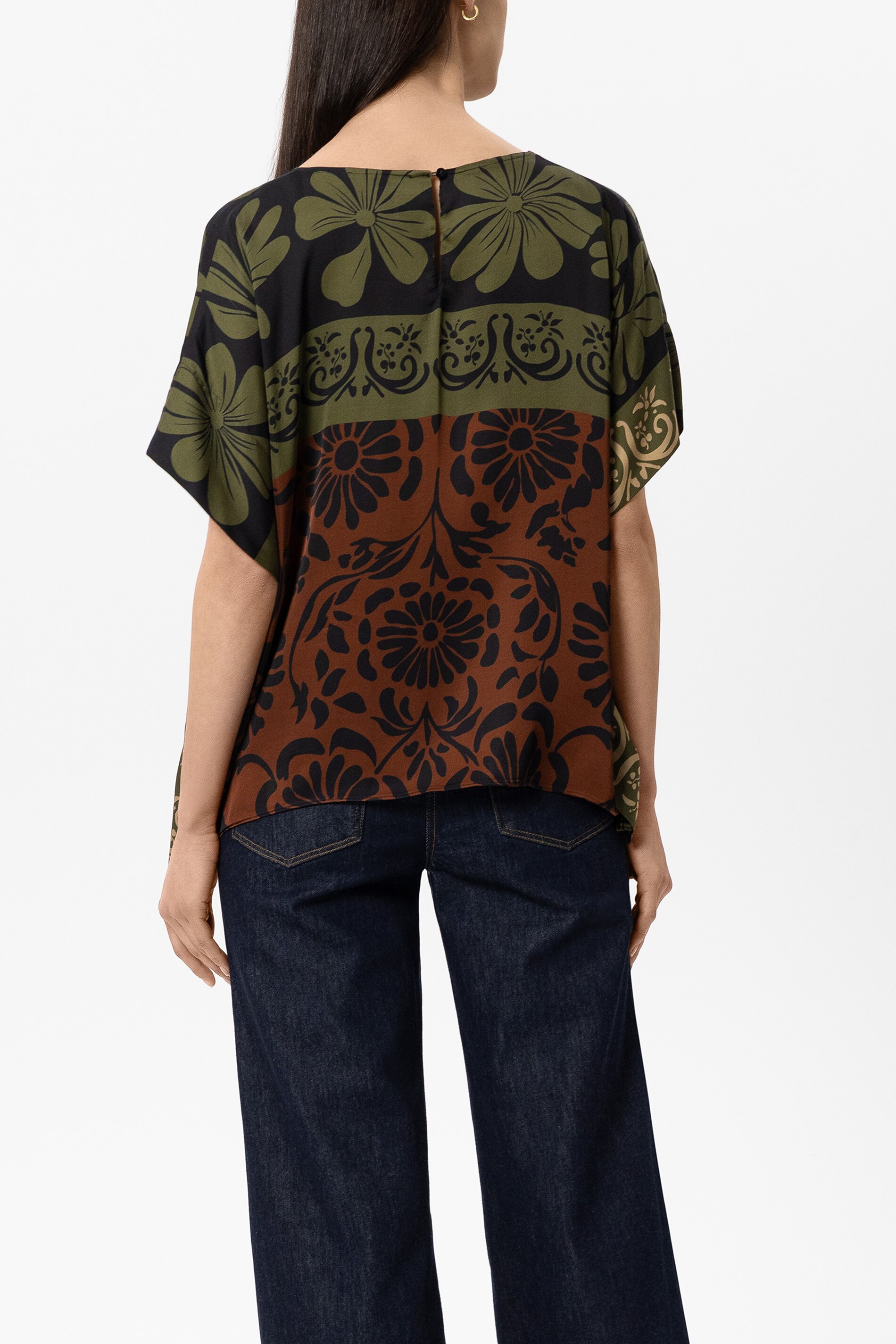 Cape Bluse mit Leaf Print