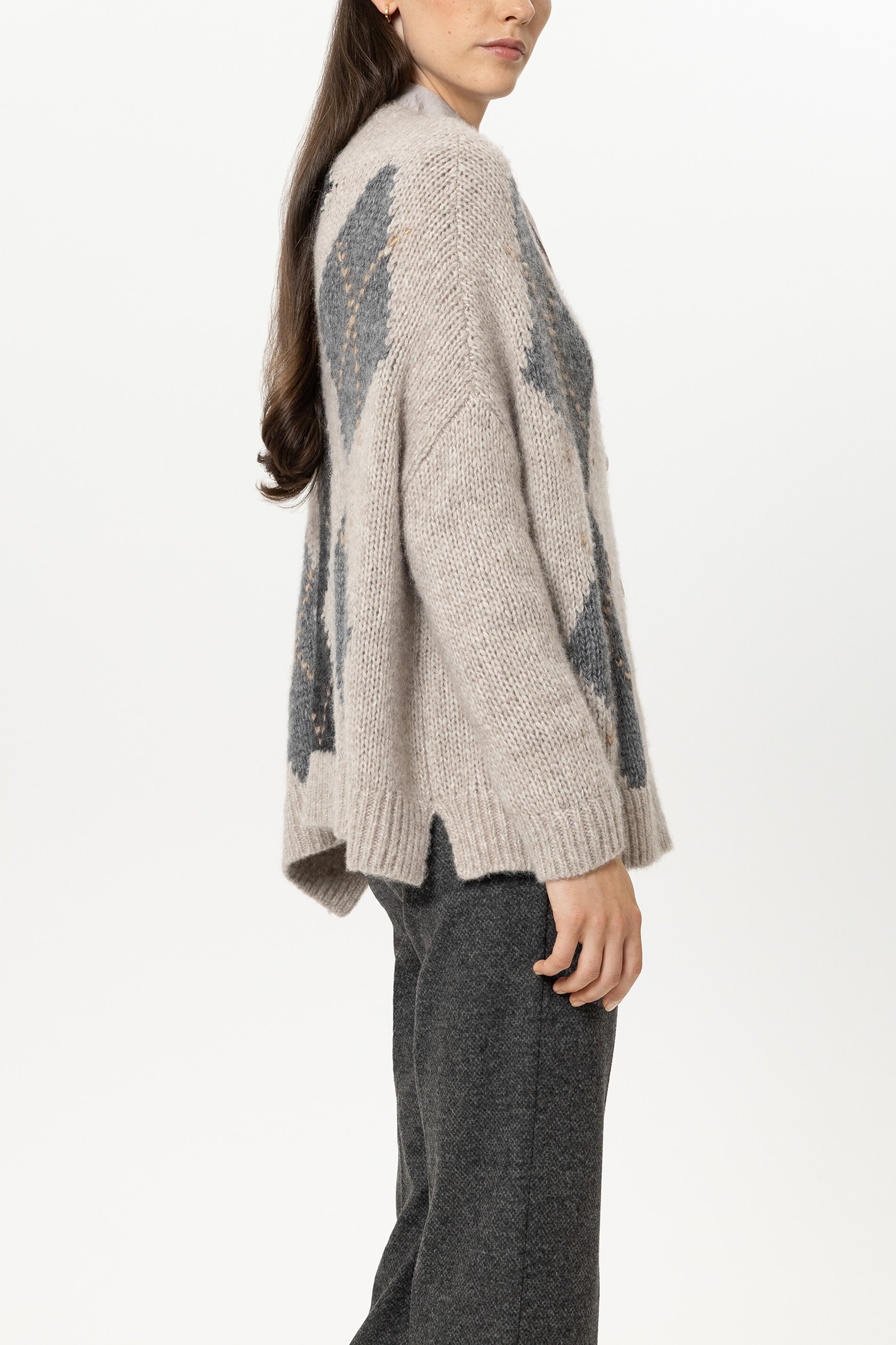 Alpaka-Mix-Cardigan mit Muster